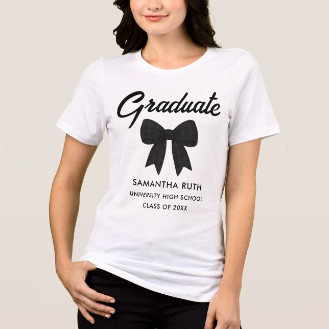 Black Gingham Bow Graduation Tri-Blend Shirt (Vorderseite)