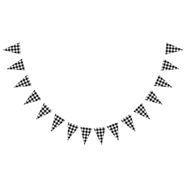 Black Gingham Country Wedding Wimpelkette (Alle)
