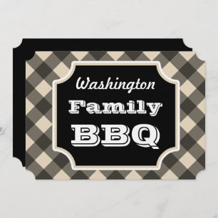 Black Gingham Family Summer GRILLEN Picnic Einladu Einladung