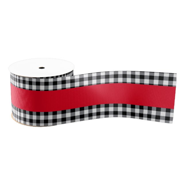 Black Gingham Grosgrain Ribbon Ripsband (Spule)