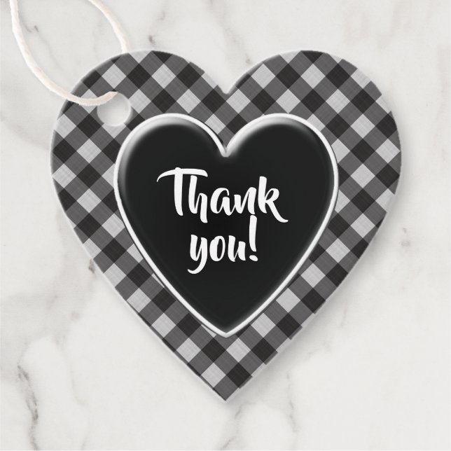 Black Gingham Karos Pattern Vielen Dank für Ihr Ko Geschenkanhänger (Vorderseite)