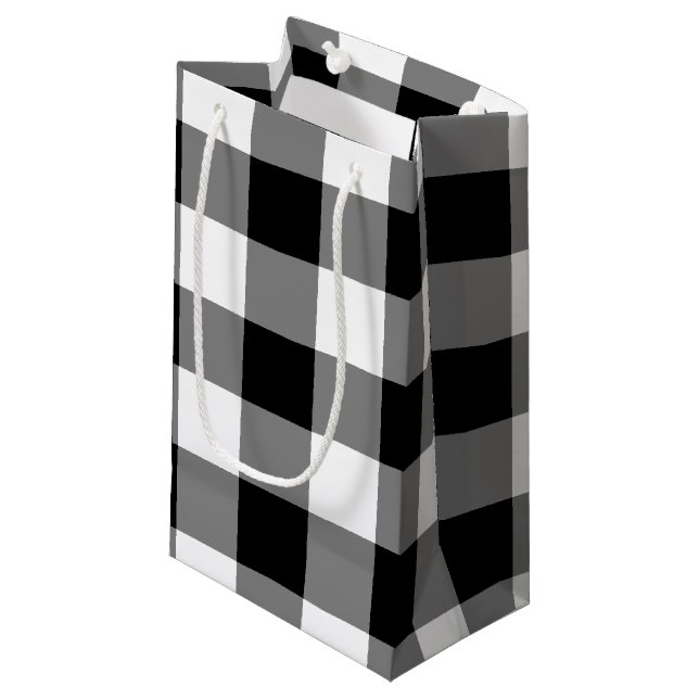 Black Gingham Kleine Geschenktüte (Vorderseite Schrägansicht)