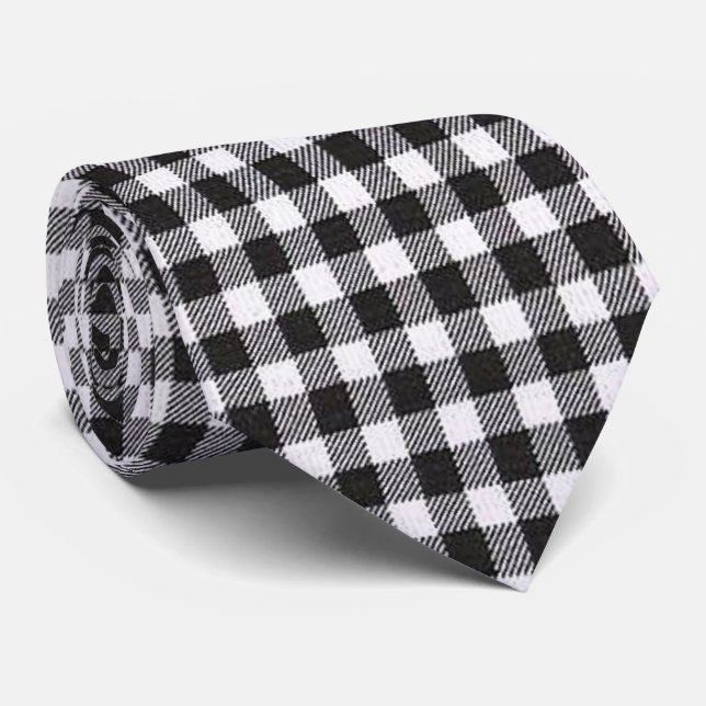 Black Gingham Krawatte (Gerollt)