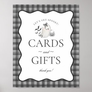 Black Gingham Little Boo Ghost Cards & Gifts Zeich Poster