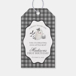 Black Gingham Little Boo Ghost Geburtstagsfavors Geschenkanhänger
