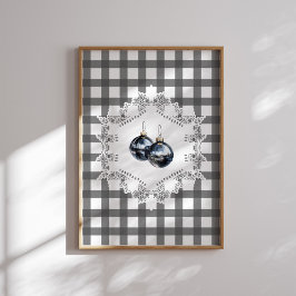 Black Gingham Ornament Poster