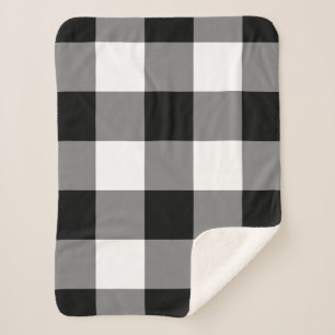 Black Gingham Pattern Sherpadecke