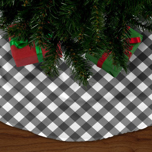 Black Gingham Polyester Weihnachtsbaumdecke