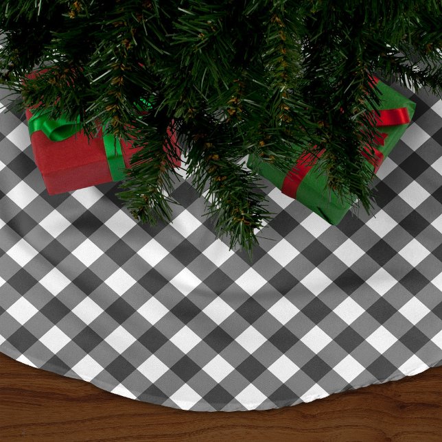 Black Gingham Polyester Weihnachtsbaumdecke (Von Creator hochgeladen)