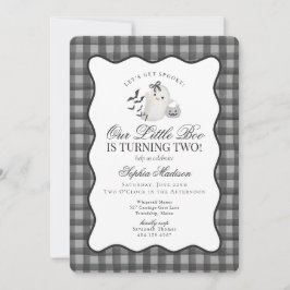 Black Gingham Preppy Ghost Little Boo 2. Geburtsta Einladung