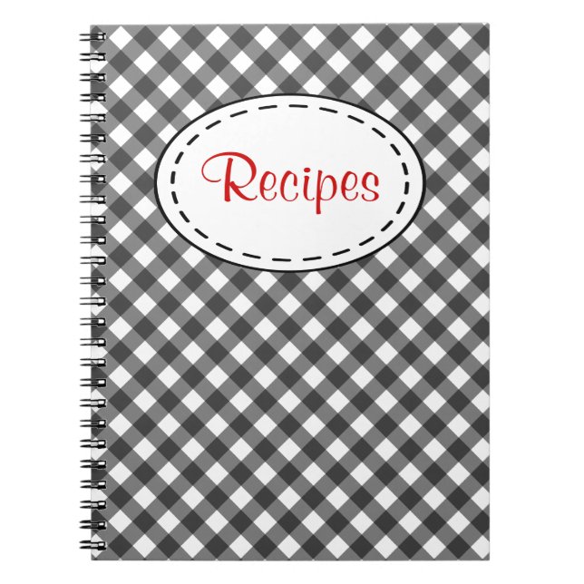 Black Gingham Recipe Notebook Notizblock (Vorderseite)