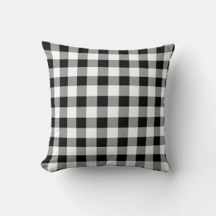 Black Gingham Reversible Throw Kissen