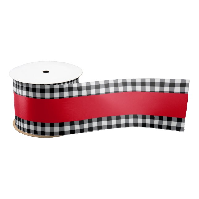 Black Gingham Satin Ribbon Satinband (Spule)