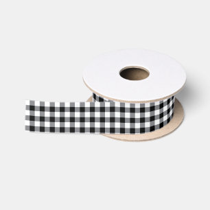 Black Gingham Satin Ribbon Satinband