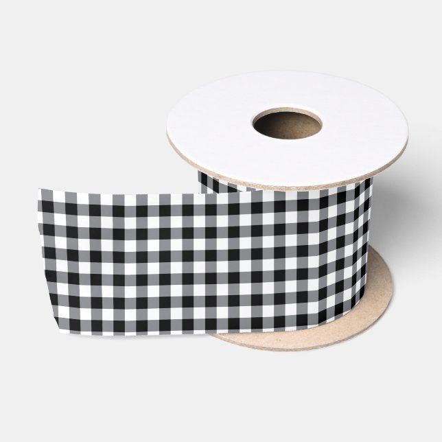 Black Gingham Satin Ribbon Satinband (Spule)