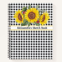 Black Gingham Sunflower CreateYourOwn Phrase