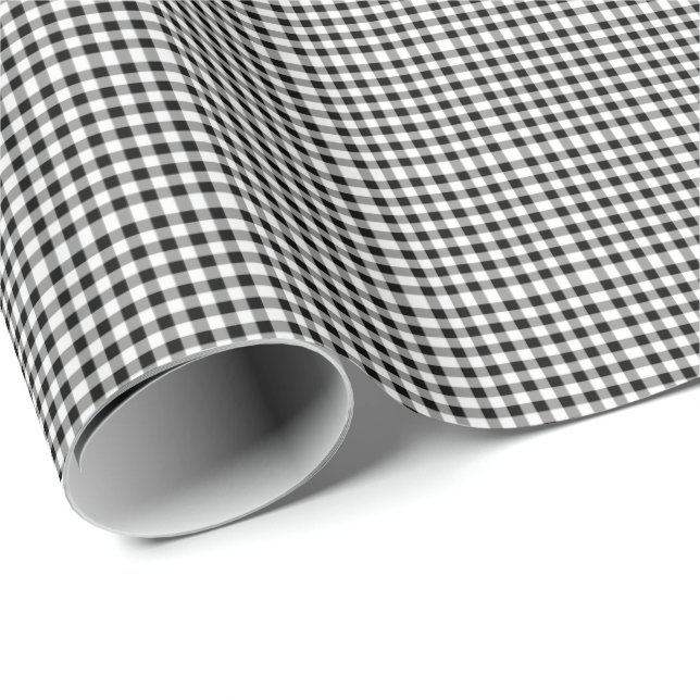 Black Gingham Wrapping Paper Geschenkpapier (Rolleneckpunkt)