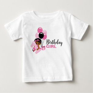 Black Girl 1. Geburtstagshirt mit Balloons Baby T-shirt