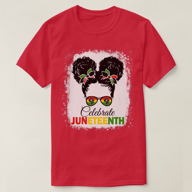 Black Girl Afro America Juneteenth Celebrate Indep T-Shirt (Design vorne)