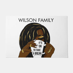 Black Girl Afro American Woman InspirationalQuote Fußmatte