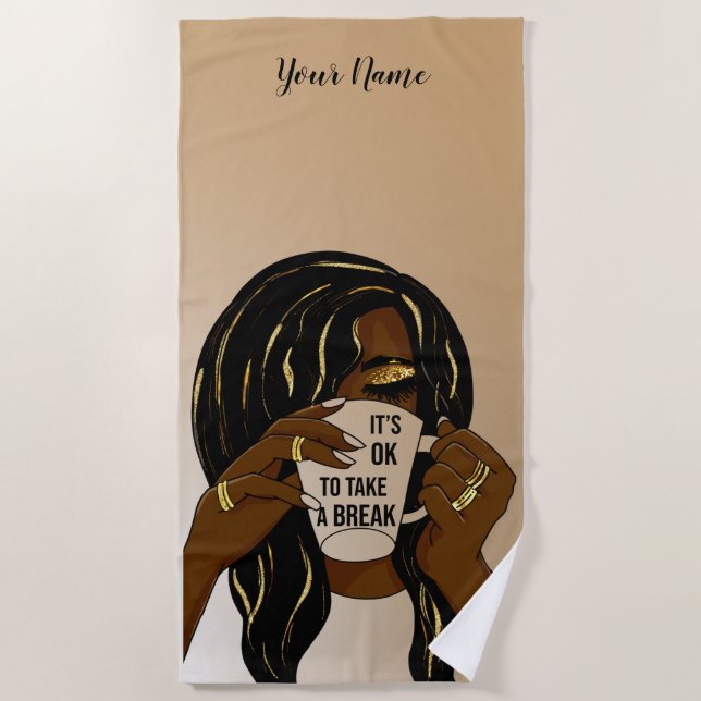Black Girl Afro American Woman InspirationalQuote Strandtuch (Vorderseite)