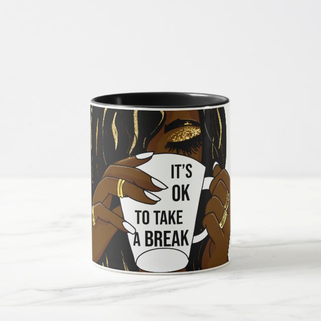 Black Girl Afro American Woman InspirationalQuote Tasse (Zentrum)