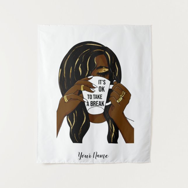 Black Girl Afro American Woman InspirationalQuote Wandteppich (Vorderseite)