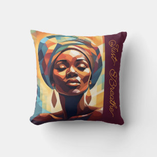 Black Girl Afro American Woman "Just Breathe" Kissen