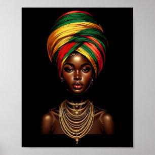 Black Girl Afro Frauen Kopftuch Kopftuch schwarz s Poster