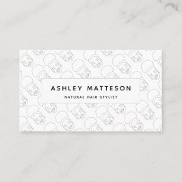 Black Girl Afro Natural Hair Stylist Schwarz-weiß Visitenkarte