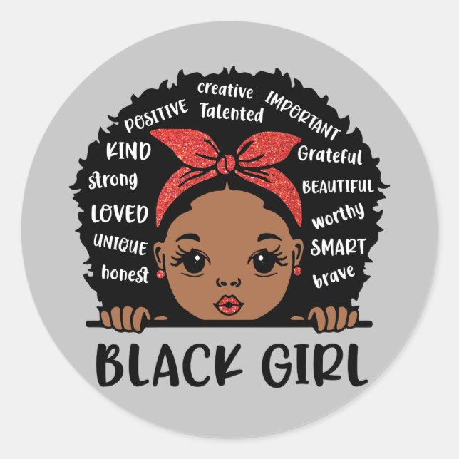 Black Girl Black History Monat Runder Aufkleber (Vorderseite)