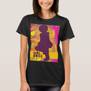 Black Girl Boss mit Afro Groovy Neon Psychedelic T-Shirt