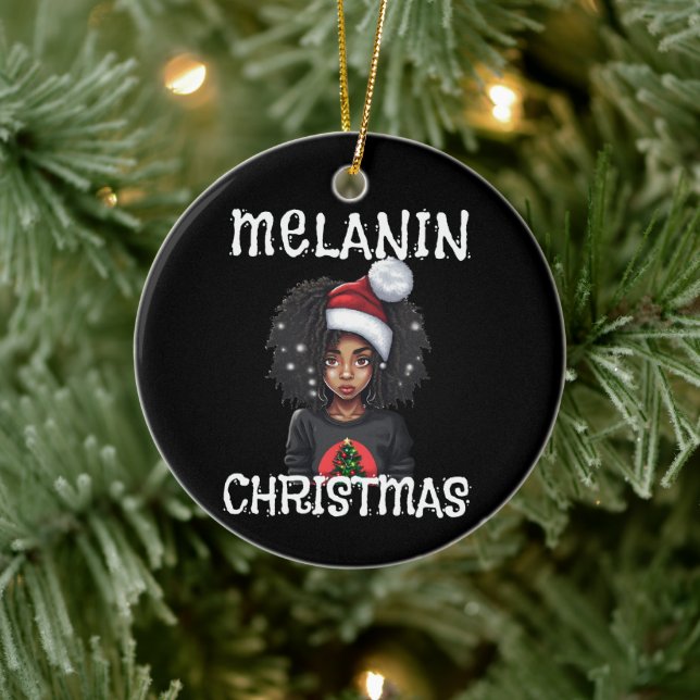 Black Girl Christmas Magic Melanin Ugly Xmas Sweat Keramik Ornament (Baum)