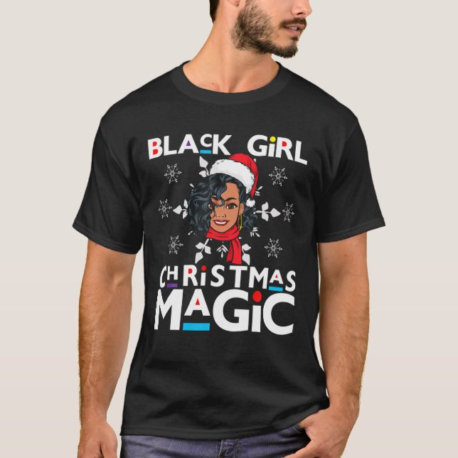 Black Girl Christmas Magic Santa Sista Sister Mela T-Shirt (Vorderseite)