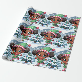 Black Girl Christmas Wrapping Paper - Schneelf Geschenkpapier