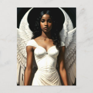 Black Girl Engel mit Dark Skin Angelcore Artwork Postkarte