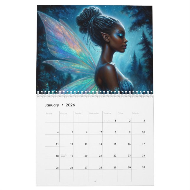Black Girl Fairy Artwork Kalender (Jan 2026)