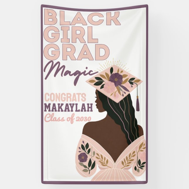 Black Girl Grad Magic Abschluss Banner (Vertikal)