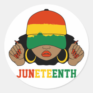 Black Girl Juneteenth Black History Month Runder Aufkleber