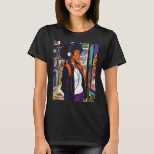 Black Girl Lofi Music 90s Retro Afro Cartoon T-Shirt