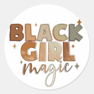 Black Girl Magic Afro Frau Runder Aufkleber