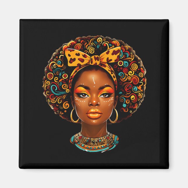 Black Girl Magic Afro Melanin Queen African Americ Magnet (Vorne)