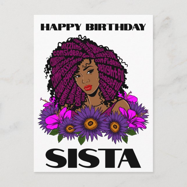 Black Girl Magic Birthday Sista Melanin Frau Postkarte (Vorderseite)