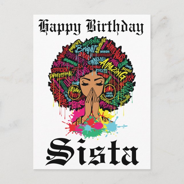 Black Girl Magic Birthday Sista Melanin Frau Postkarte (Vorderseite)