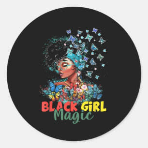 Black Girl Magic Black History Montag Schmetterlin Runder Aufkleber