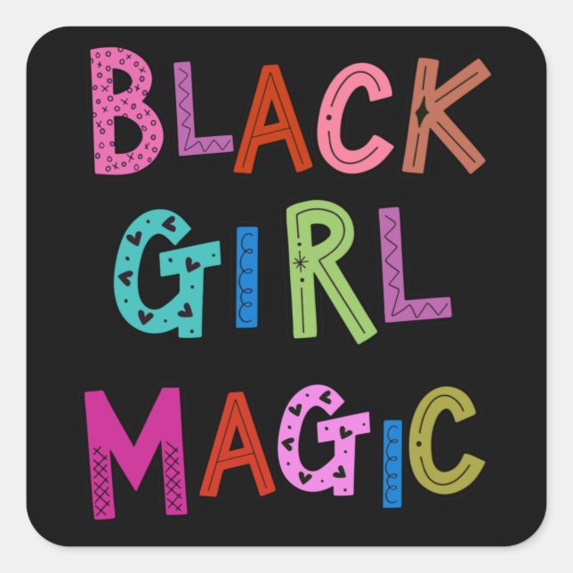 Black Girl Magic Black Queens Princess Kinder Girl Quadratischer Aufkleber (Vorderseite)