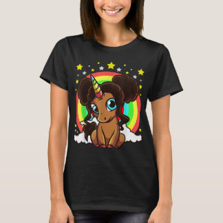 Black Girl Magic Einhorn Afro Puffs Brown Hautschn T-Shirt