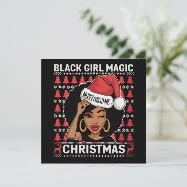 Black Girl Magic Frohe Weihnachts Afroamerikaner Feiertagskarte (Stehend Vorderseite)