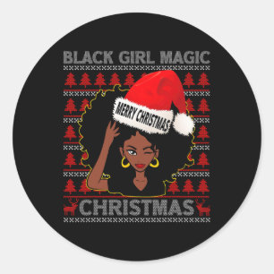 Black Girl Magic Frohe Weihnachts Afroamerikaner Runder Aufkleber