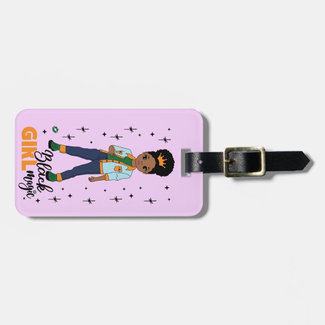 Black Girl Magic Luggage Tag, personalisieren Gepäckanhänger (Vorderseite horizontal)